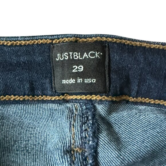 Just Black dark wash button zip five pocket stretchy skinny blue jeans 29/8 - Picture 8 of 11